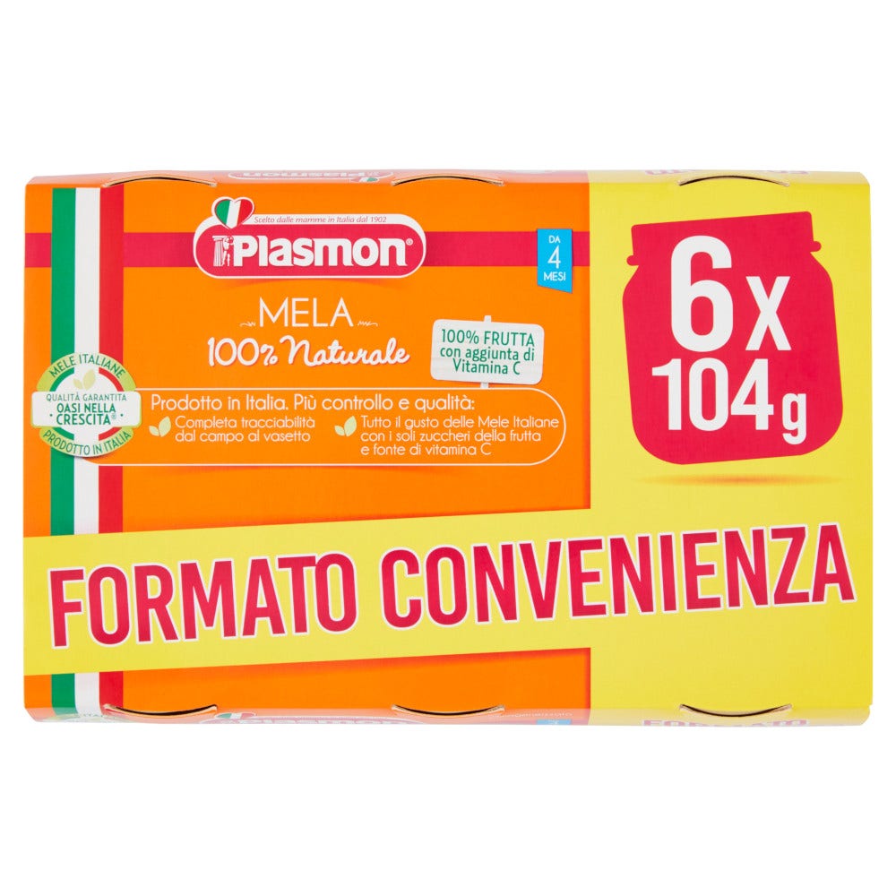 Plasmon Omogeneizzato Mela 4-6M+ 6x104g-2