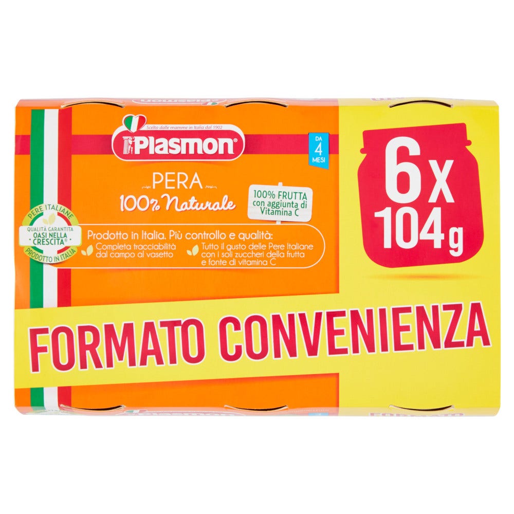 Plasmon Omogeneizzato Pera 4-6M+ 6x104g-2