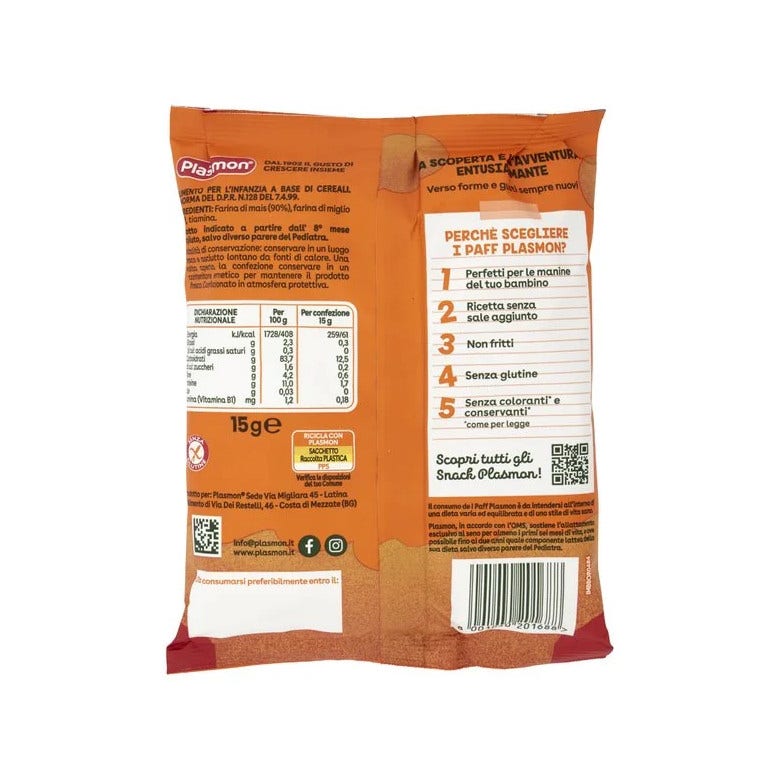 Plasmon Paff Mais E Miglio 8M+ 15g