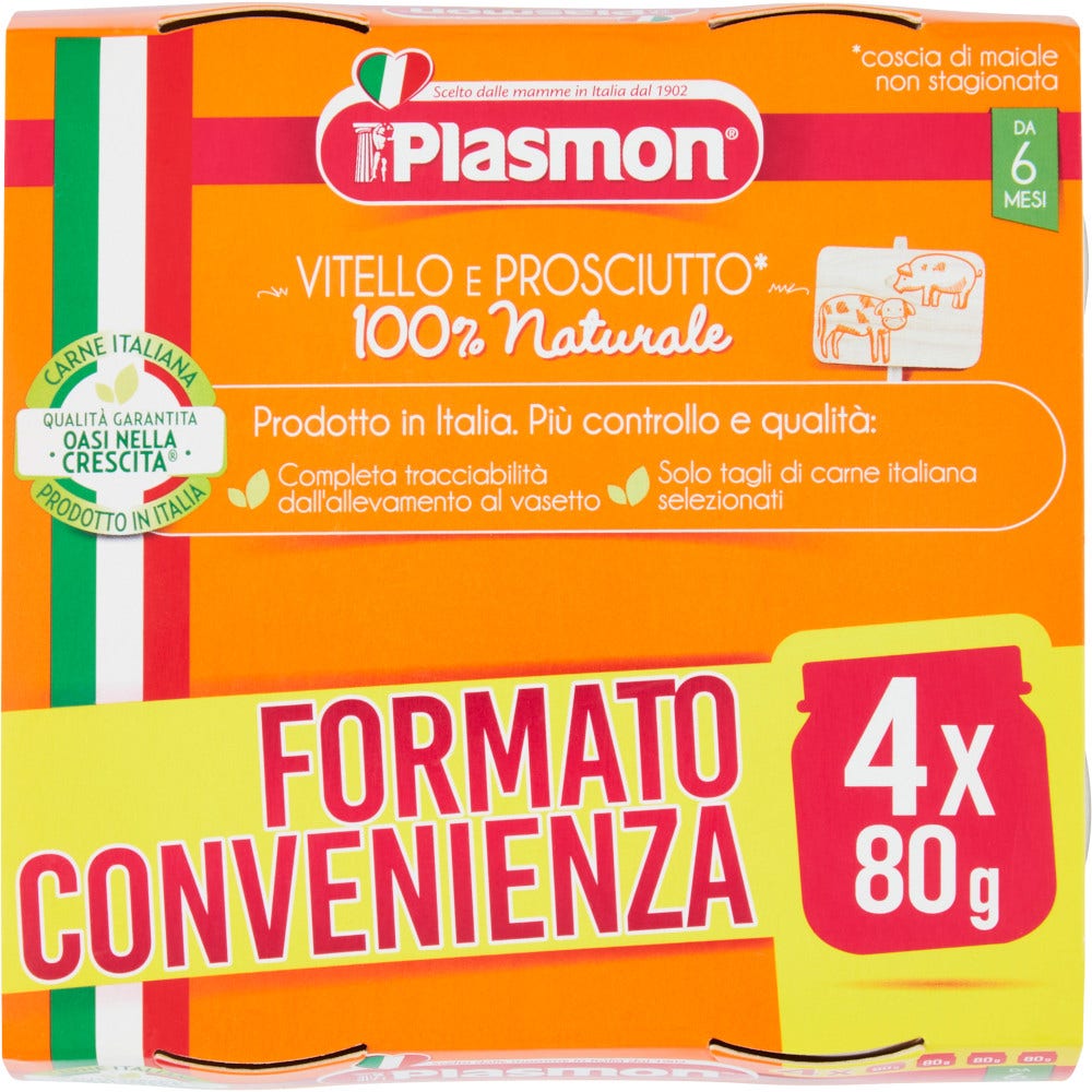 Plasmón Homogeneizado Ternera / Jamón 4x80g 6Mesi+-2