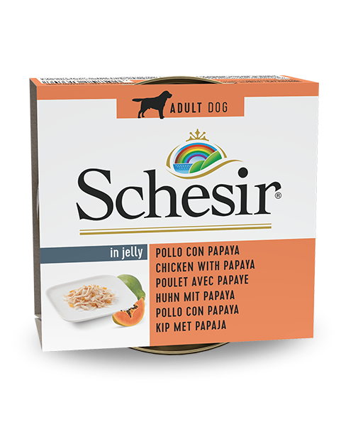 Schesir Pollo Con Papaya Comida Húmeda Perros Adultos Lata 150 g-1