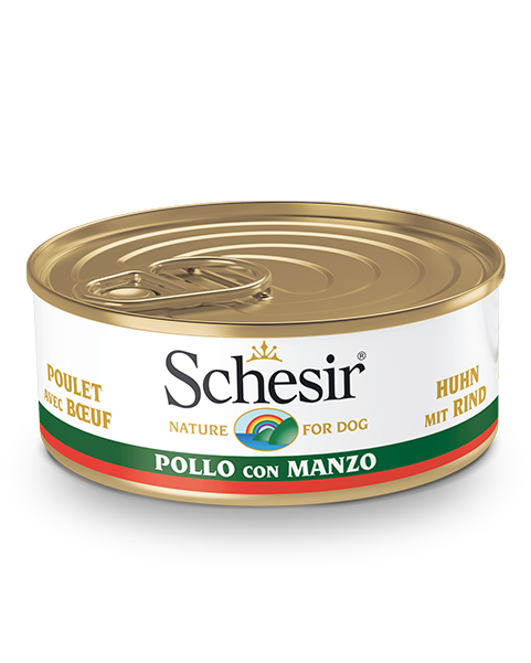 Schesir Pollo Con Ternera Comida Húmeda Perros Adultos Lata 150 g-2