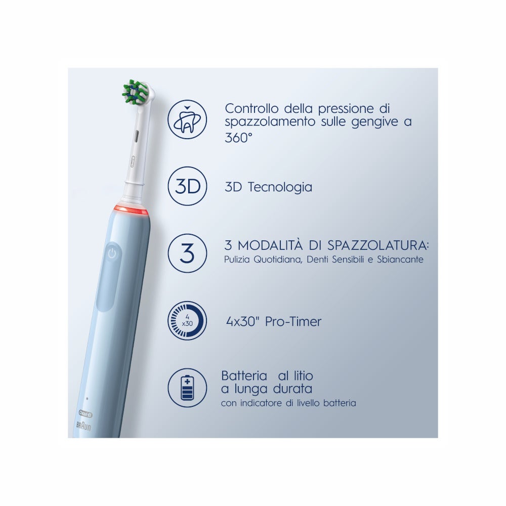 Oral-B Spazzolino Elettrico Ricaricabile Pro Series 3 Blu + 2 Testine