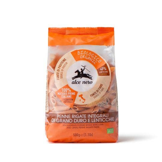 Trigo Integral Penne Rigate Trigo Duro Y Lentejas Orgánicas 500g-2