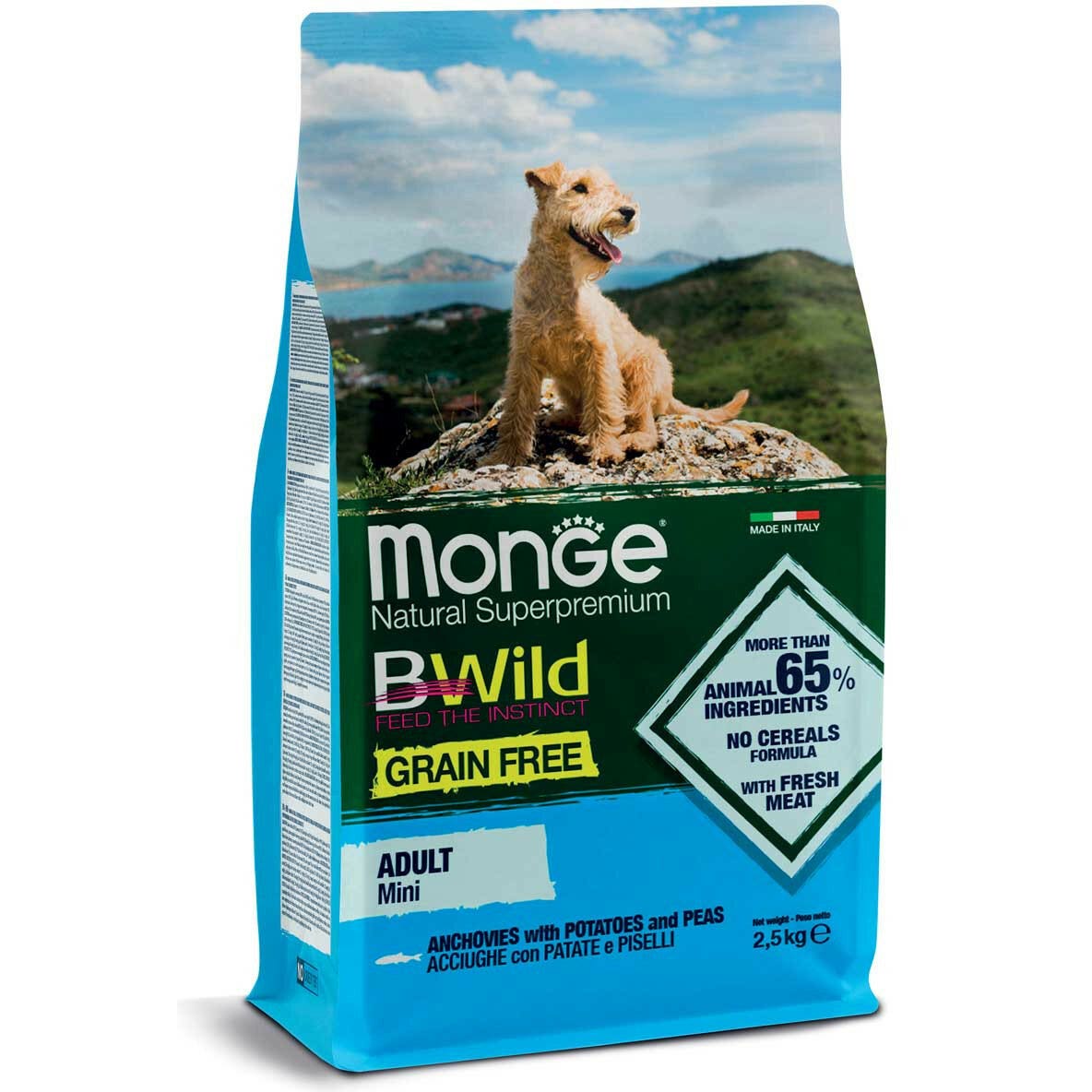 Monge B Wild Grain Free Anchoas Patatas Guisantes Alimento Seco Para Perros Adultos Tamaño Pequeño Bolsa 2,5Kg-1