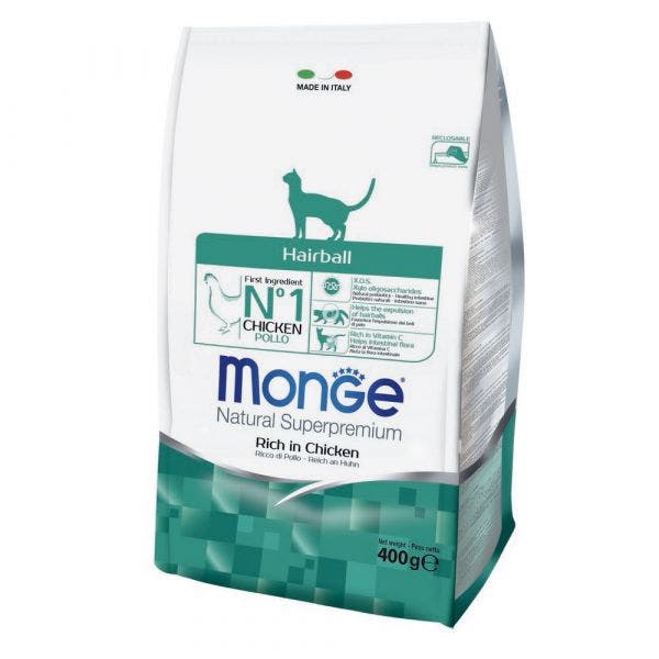 Monge Rich In Chicken Hairball Alimento Seco para Gatos Adultos Bolsa 400g-1