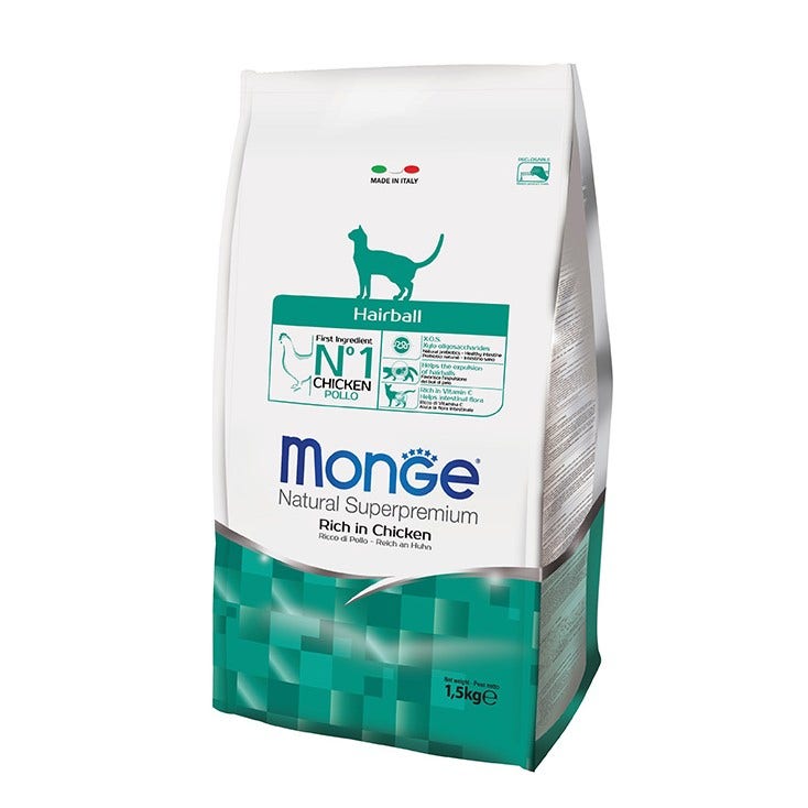 Monge Rich In Chicken Hairball Alimento Seco para Gatos Adultos Bolsa 1,5 Kg-1