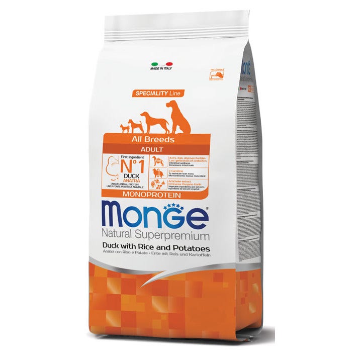 Monge Pato Arroz Y Patatas Alimento Seco Para Perros Adultos Bolsa 2,5 Kg-1