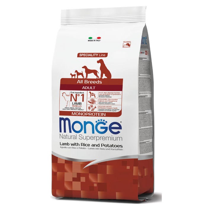 Monge Cordero Arroz Y Patatas Alimento Seco Para Perros Adultos Bolsa 2,5 Kg-1