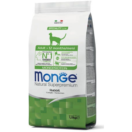 Monge Conejo Monoprotein Comida seca para gatos adultos Saco de 1,5 kg