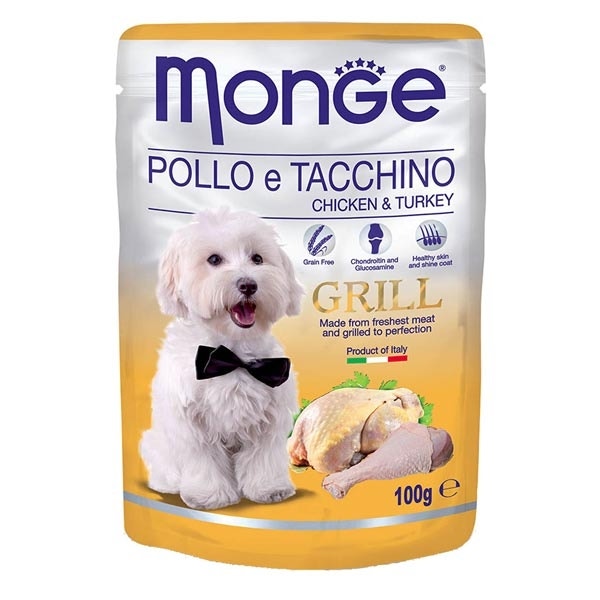 Monge Grill Pollo y Pavo Comida húmeda para perros adultos 100 g