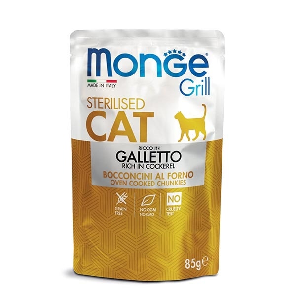 Monge Grill Sterilised Rico en Pavo Húmedo para Gatos Esterilizados 85 g