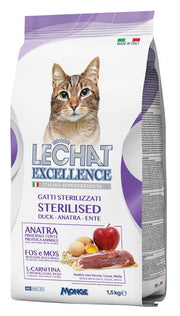 LeChat Excellence Sterilised Pienso seco de pato para gatos adultos 1,5 kg