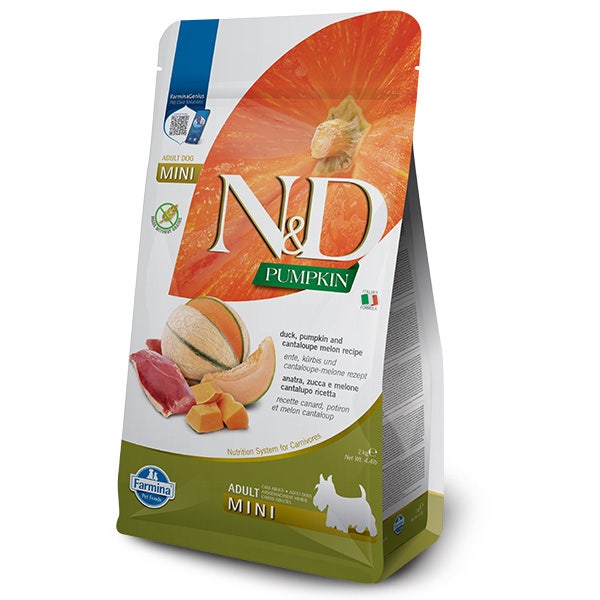 Farmina N&D Pumpkin: pato, calabaza y melón para perros adultos de tamaño mini, 2 kg