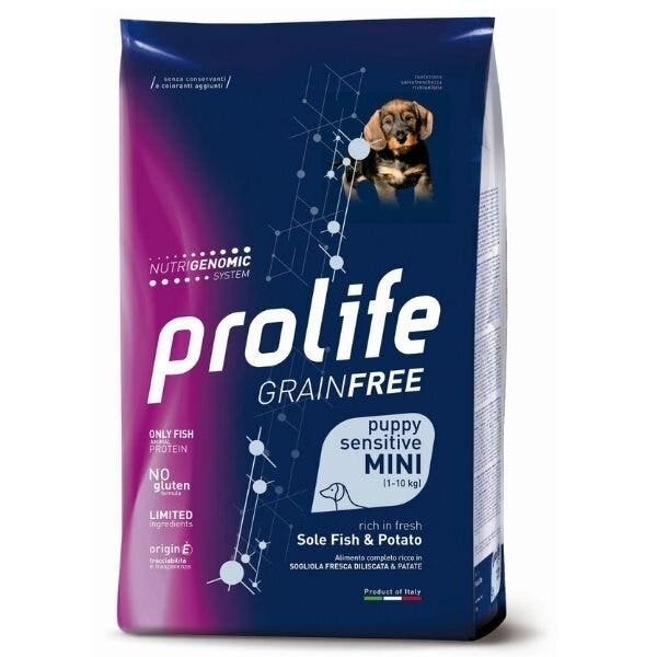 Prolife Grain Free Sensitive Sole Fish & Potato Cibo Secco Per Cani Cuccioli Taglia Piccola Sacco 2 Kg