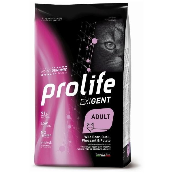 Prolife Exigent Cinghiale Quaglia Fagiano E Patate Cibo Secco Per Gatti Adulti Sacco 7kg