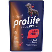 Prolife Smart Carne de ternera y oca frescas. Comida húmeda para perros adultos de tamaño pequeño. Sobres de 100 g