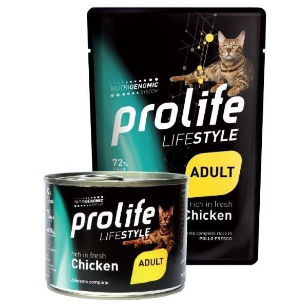 Prolife Life Style Pollo Fresco Comida húmeda para gatos adultos, sobre de 85 g
