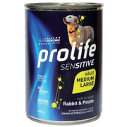 Prolife Sensitive Conejo con Patatas Comida húmeda para perros adultos de tamaño mediano/grande Lata de 400 g
