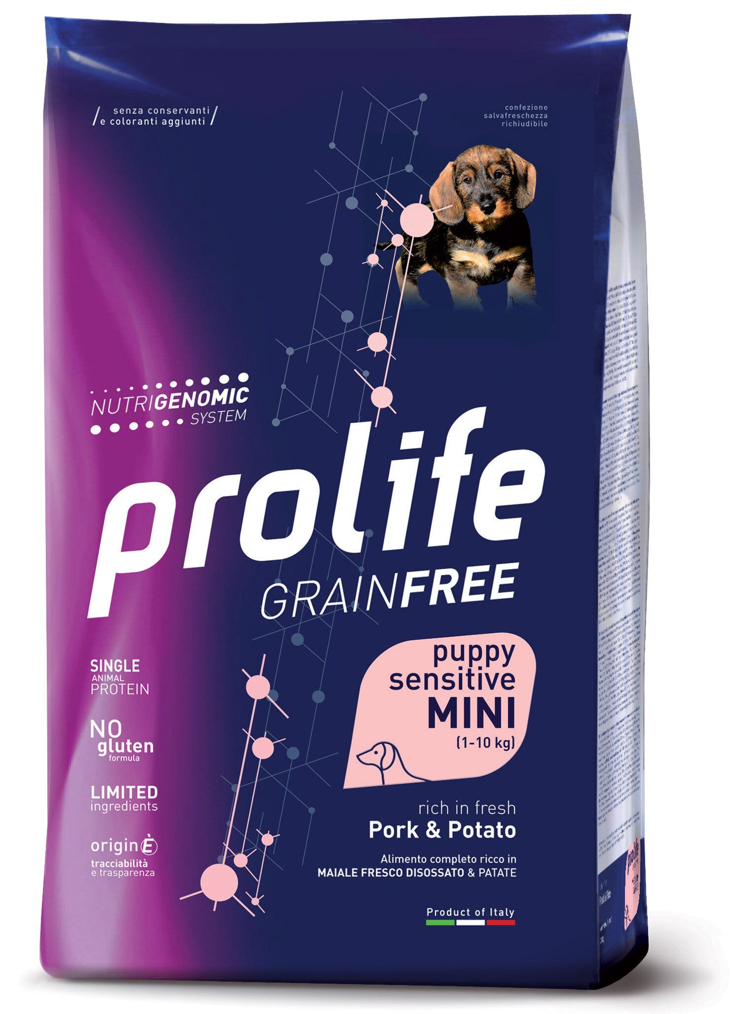 Prolife Dog Grain Free Sensitive Pork & Potato, pienso seco para cachorros de raza mini, saco de 2 kg