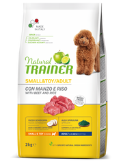 Natural Trainer Crocchette Manzo/Riso Per Cani Adulti Taglia Piccola Sacco 2kg-2