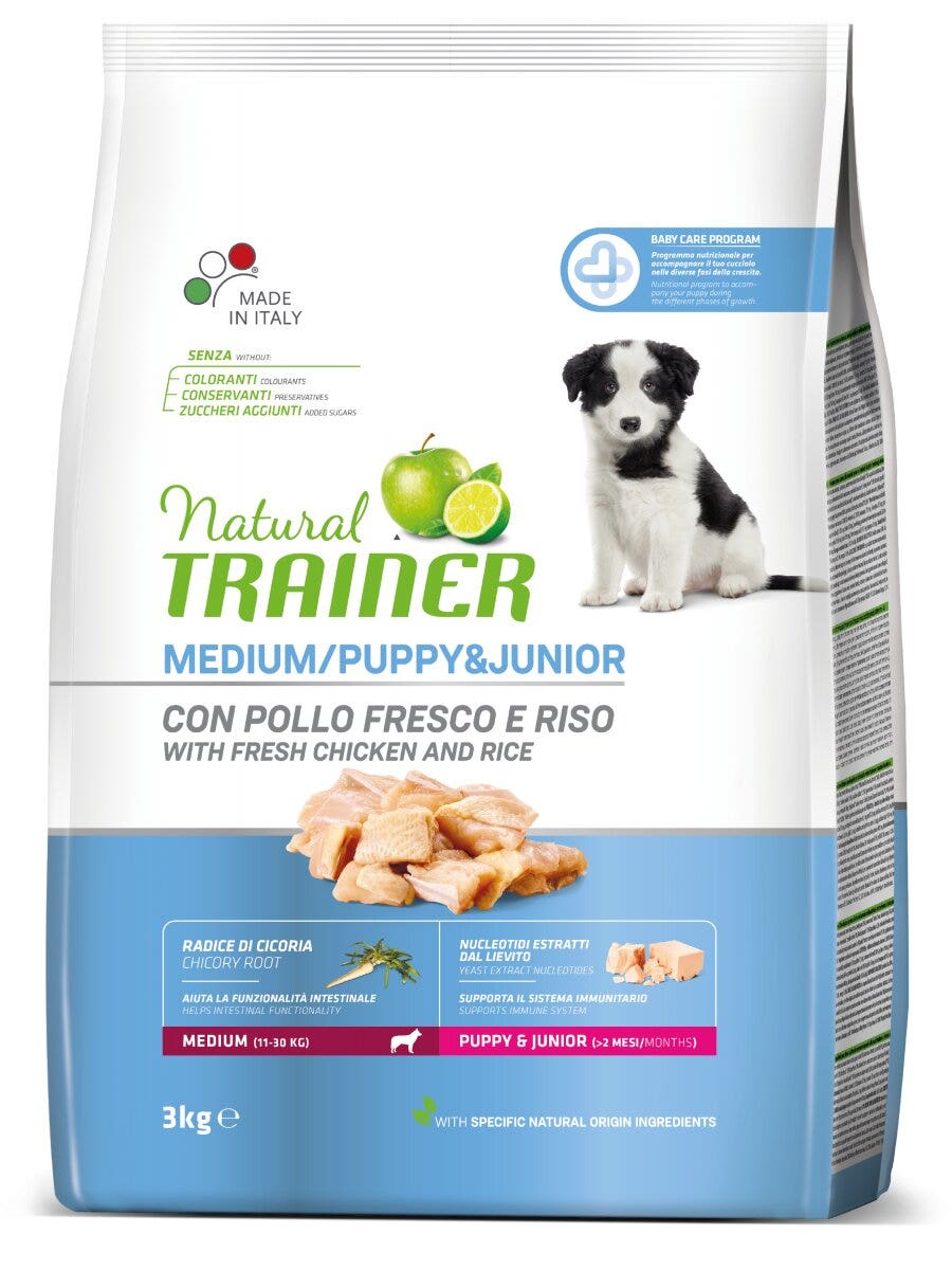 Entrenador Natural Croquetas De Pollo Fresco Para Cachorros Tamaño Mediano Bolsa 3kg-3