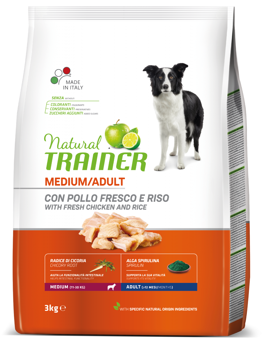 Entrenador Natural Croquetas Pollo Fresco / Arroz / Alga Espirulina Para Perros Adultos Tamaño Mediano Bolsa 3kg-2