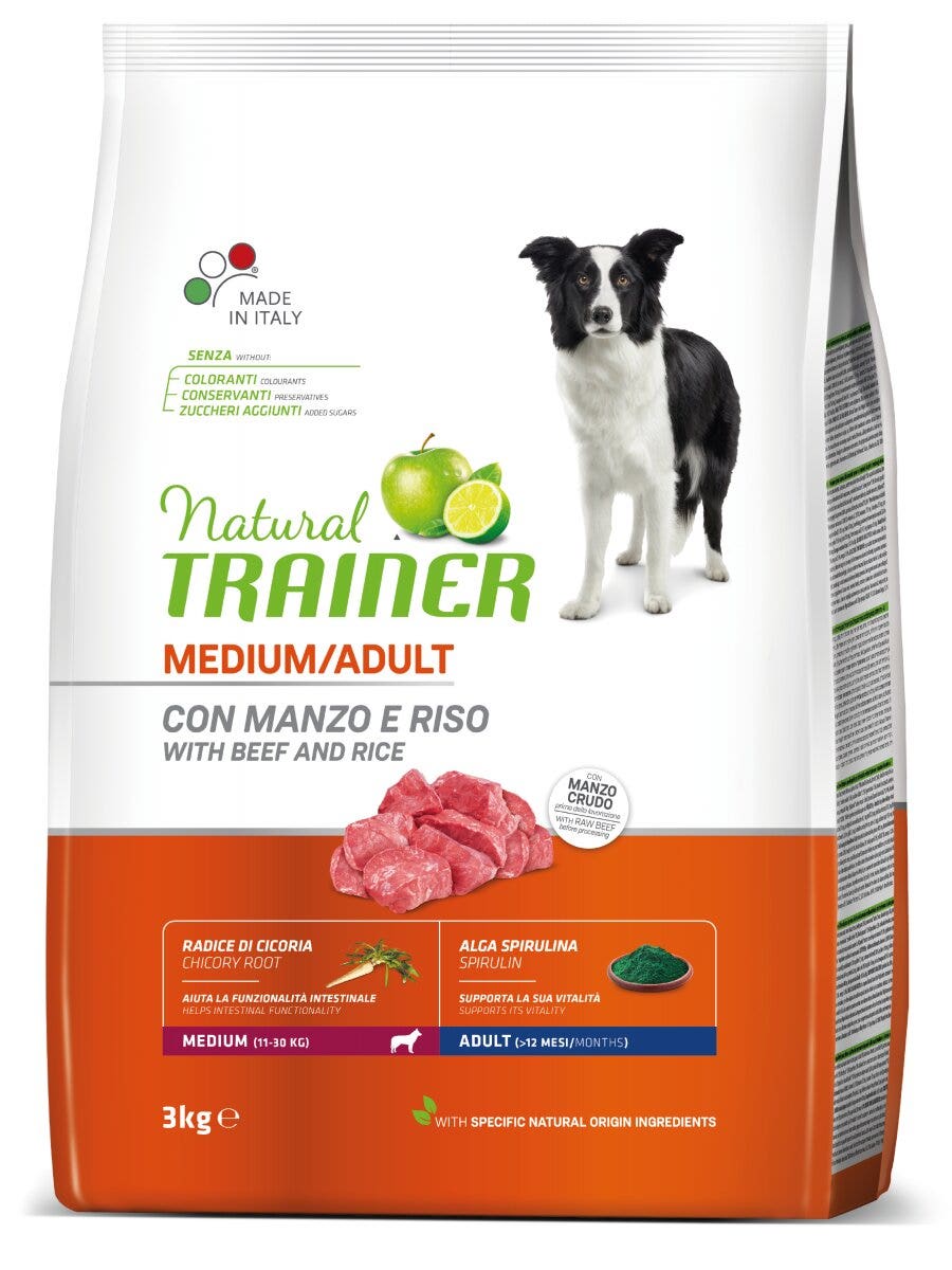Entrenador Natural Croquetas Ternera / Arroz Para Perros Adultos Bolsa Mediana 3kg-4