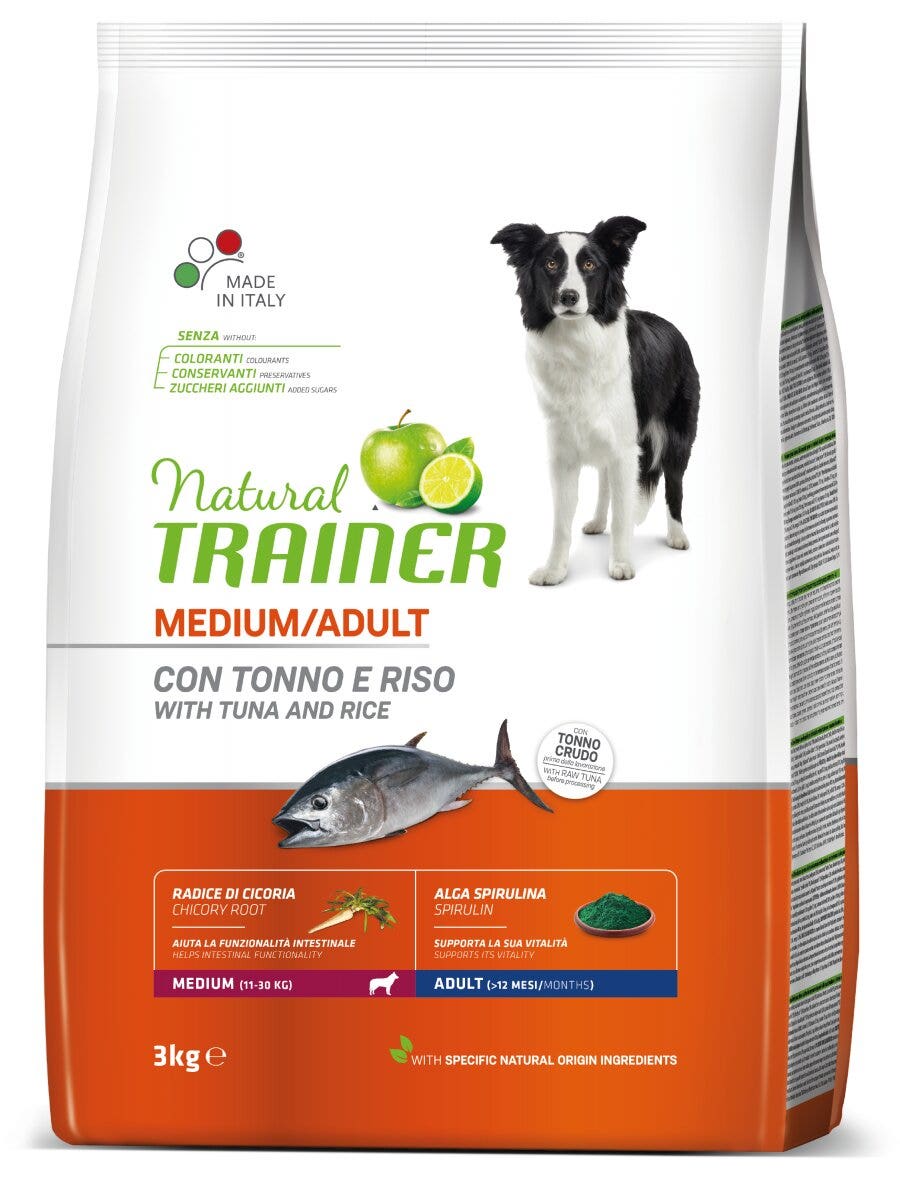 Entrenador Natural Croquetas Atún / Arroz / Alga Espirulina Para Perros Medianos Bolsa 3kg-3
