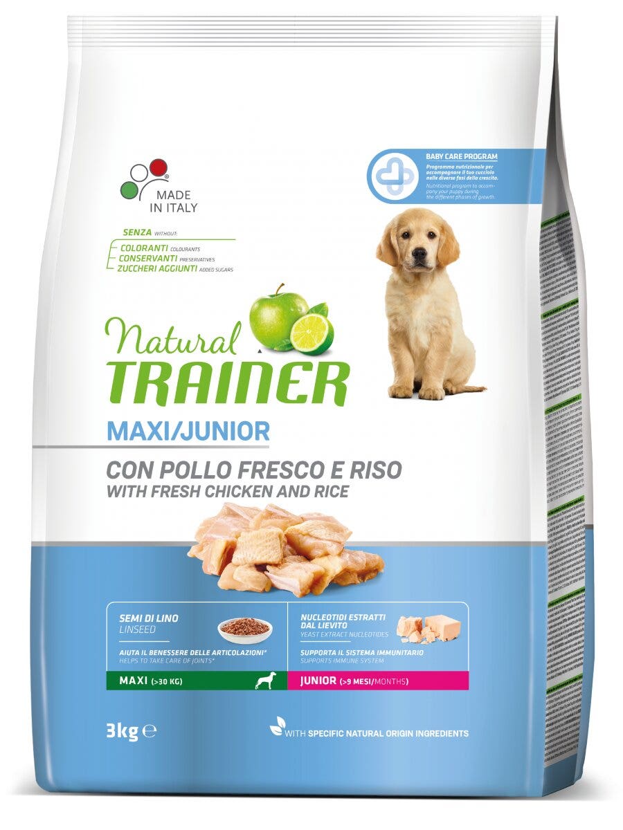 Natural Trainer Croquetas De Pollo Fresco Para Cachorros Razas Grandes <8 Meses Bolsa 3kg-3