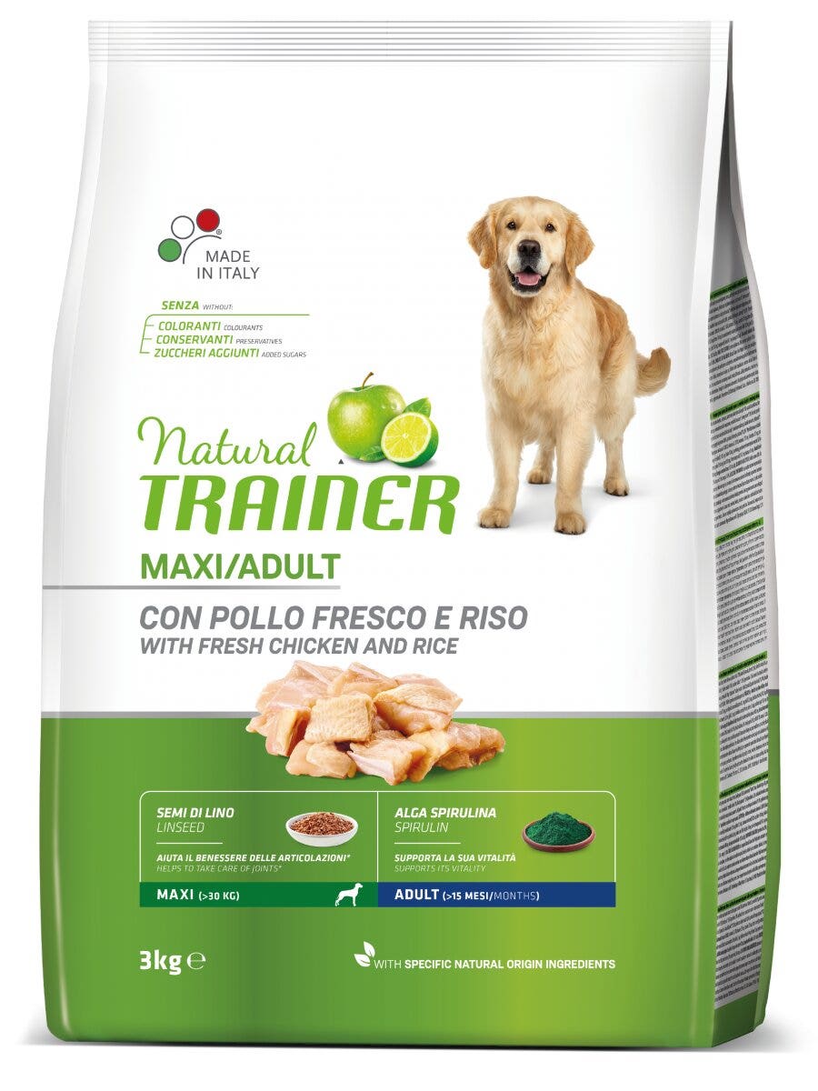 Entrenador Natural Croquetas De Pollo / Arroz / Algas Spirulina Para Perros Adultos Bolsa De Gran Tamaño 3kg-3