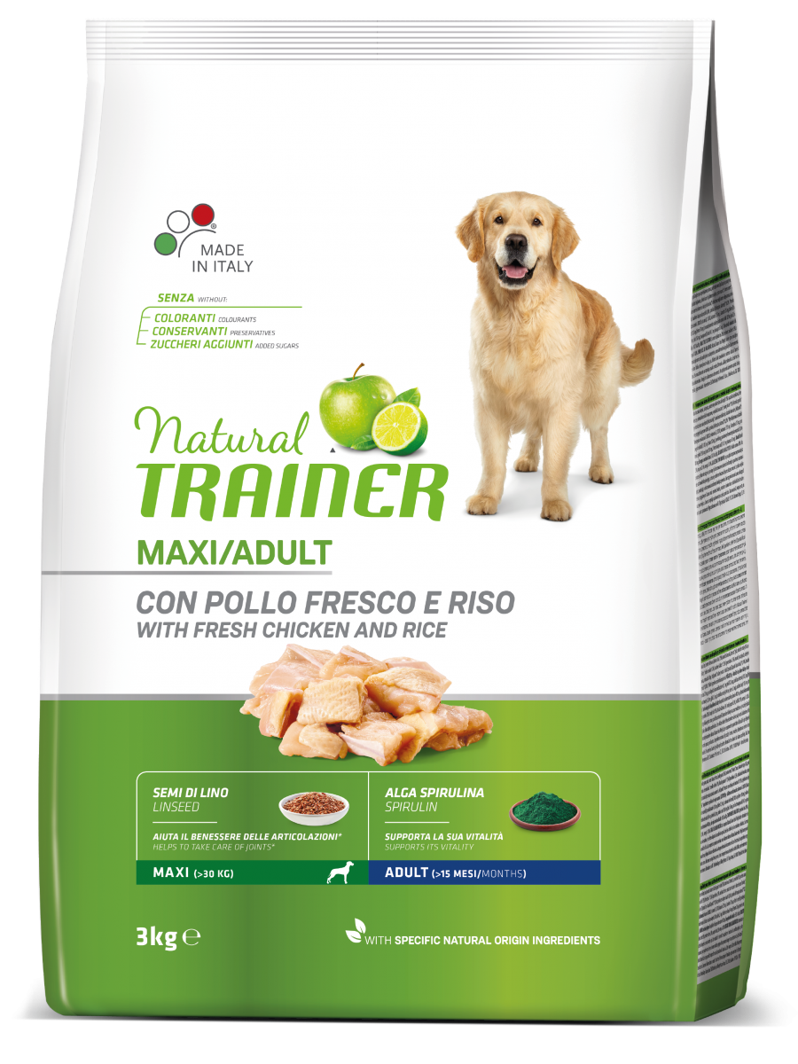 Entrenador Natural Croquetas De Pollo / Arroz / Algas Spirulina Para Perros Adultos Bolsa De Gran Tamaño 3kg-2