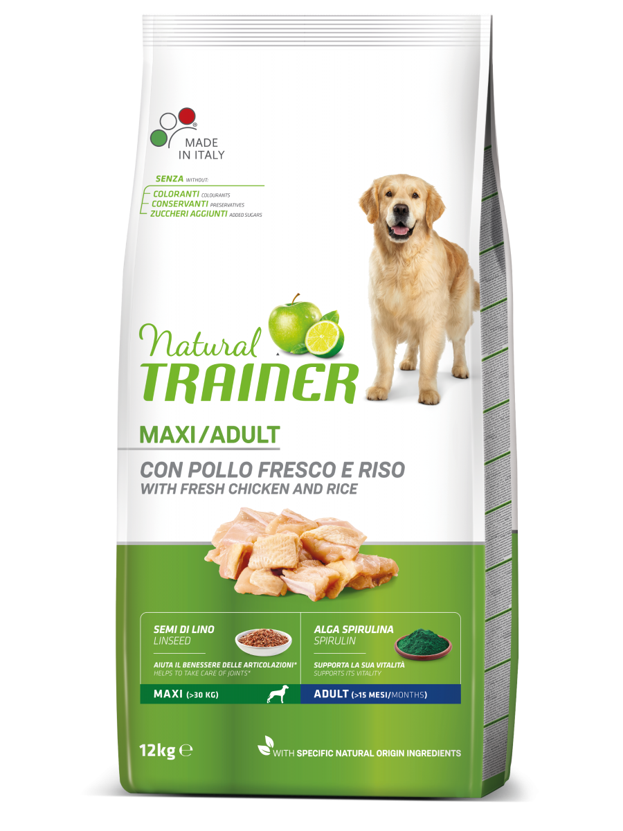 Entrenador Natural Croquetas De Pollo / Arroz / Algas Spirulina Para Perros Adultos Bolsa De Gran Tamaño 12kg-2
