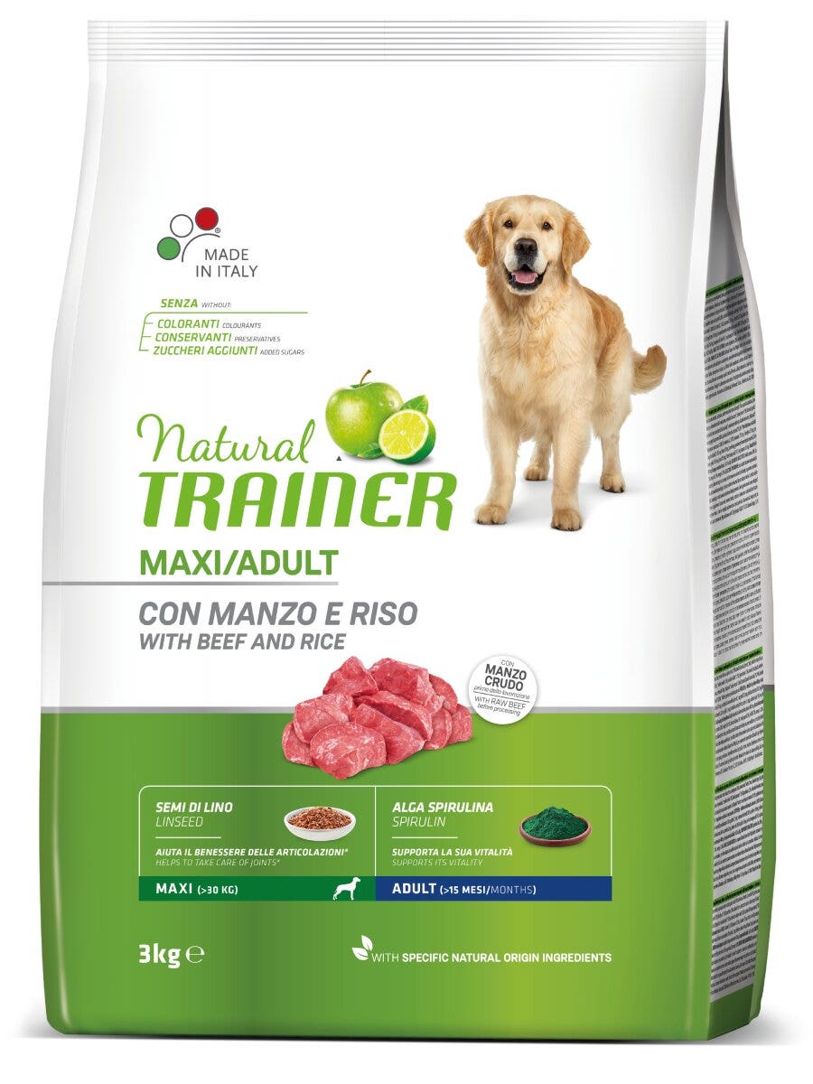 Entrenador Natural Croquetas Ternera/Arroz Para Perros Adultos Bolsa De Gran Tamaño 3kg-3