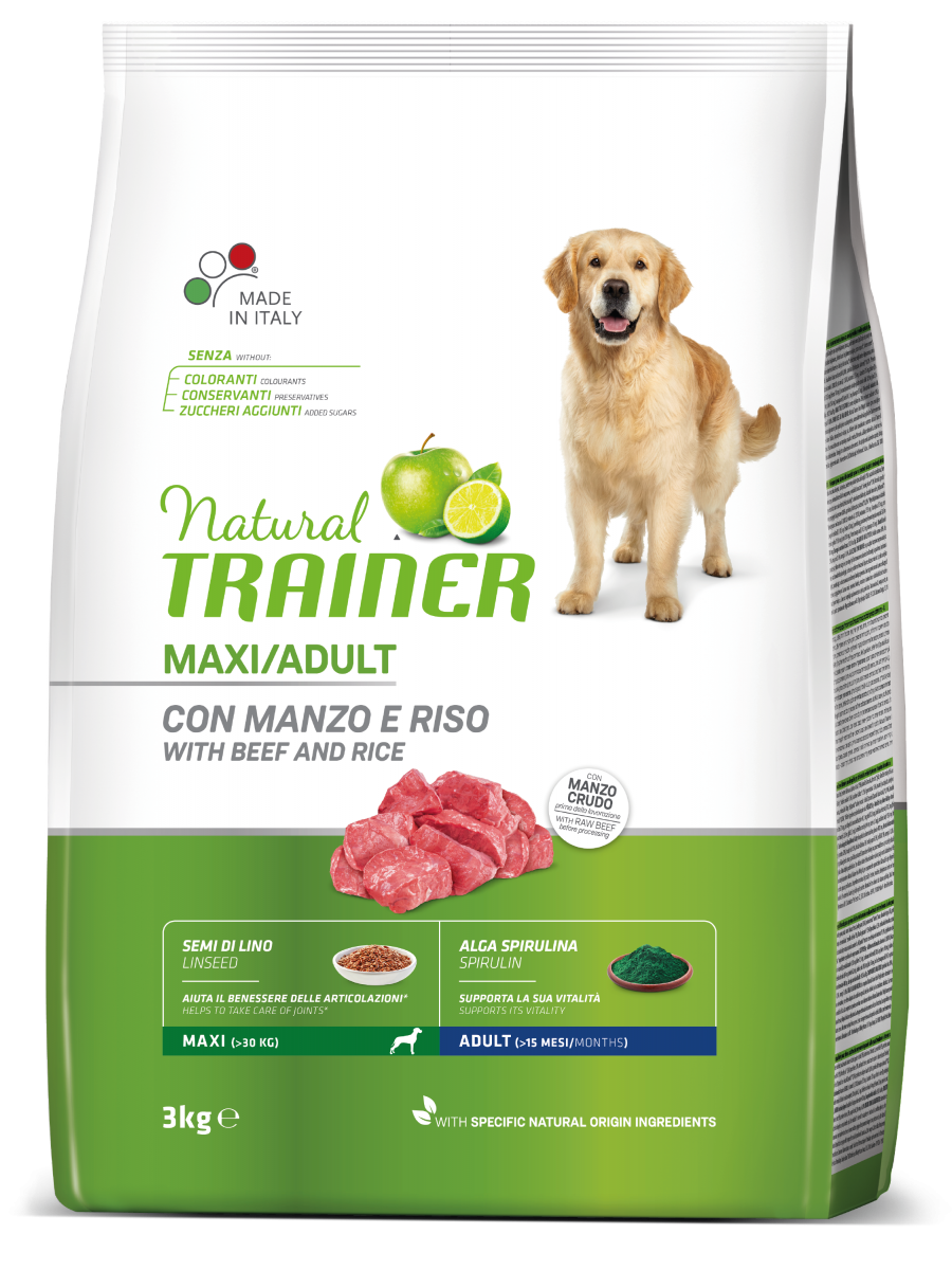 Entrenador Natural Croquetas Ternera/Arroz Para Perros Adultos Bolsa De Gran Tamaño 3kg-2