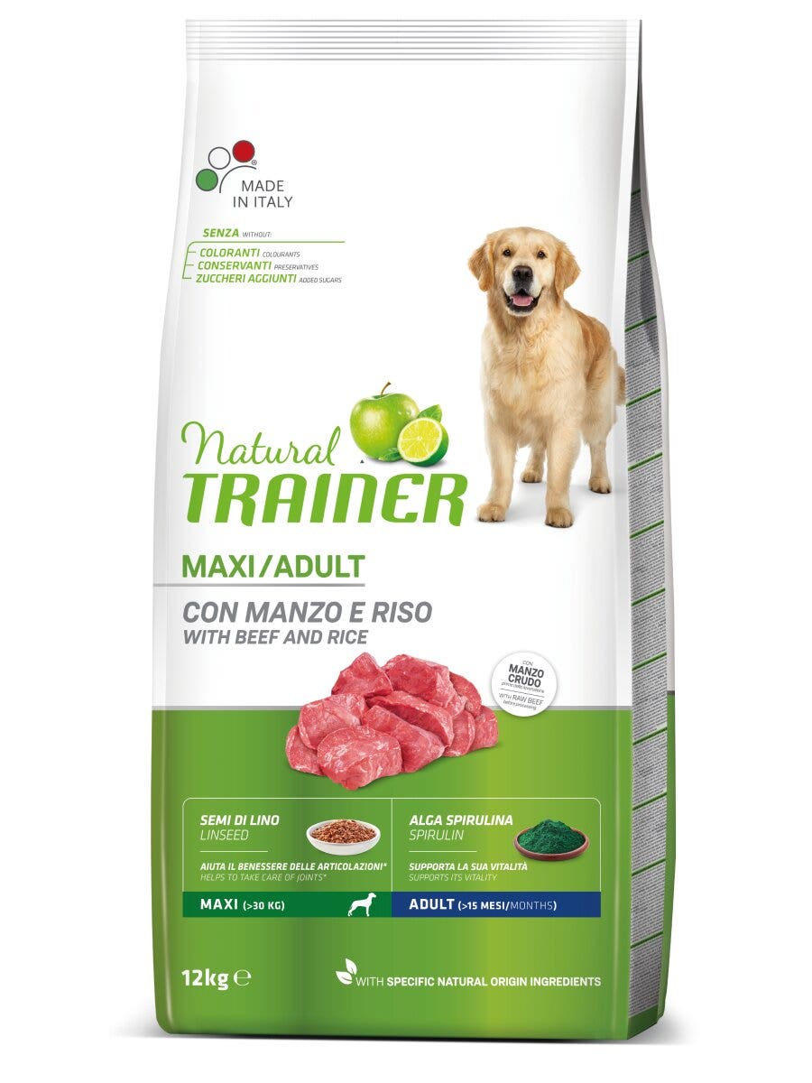 Entrenador Natural Croquetas Ternera / Arroz Para Perros Adultos Bolsa De Gran Tamaño 12kg-3