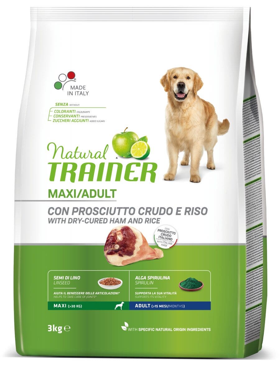 El Entrenador Natural Croqueta Jamón/Arroz Crudo Para Perros Adultos Bolsa De Gran Tamaño 3kg-3