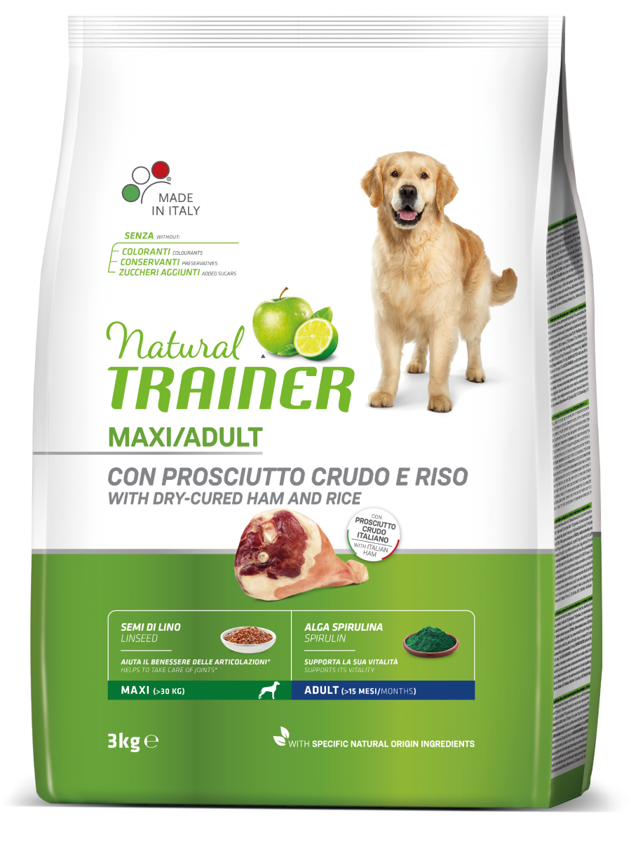 El Entrenador Natural Croqueta Jamón/Arroz Crudo Para Perros Adultos Bolsa De Gran Tamaño 3kg-2