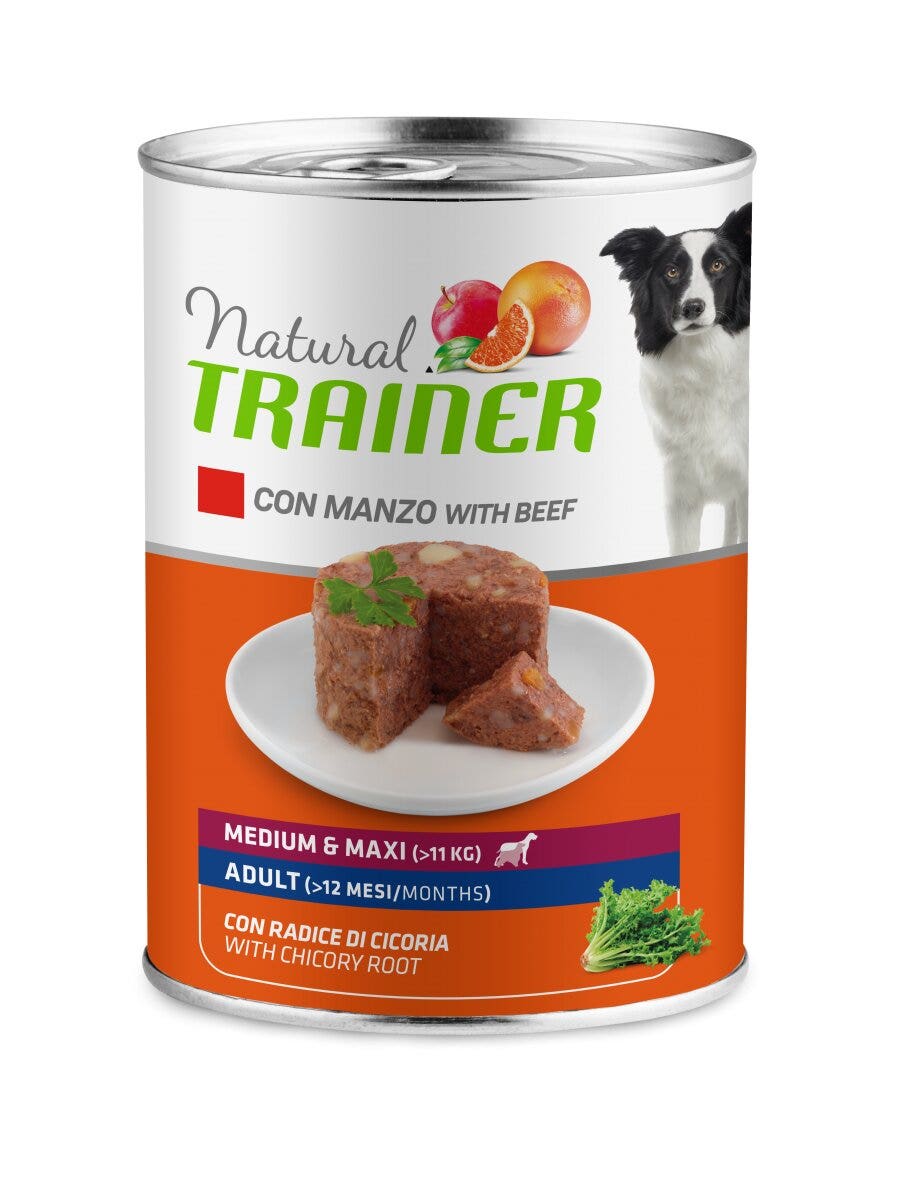 Natural Trainer Comida Húmeda Carne / Arroz Para Perros Adultos Lata Mediana / Grande 400g-3