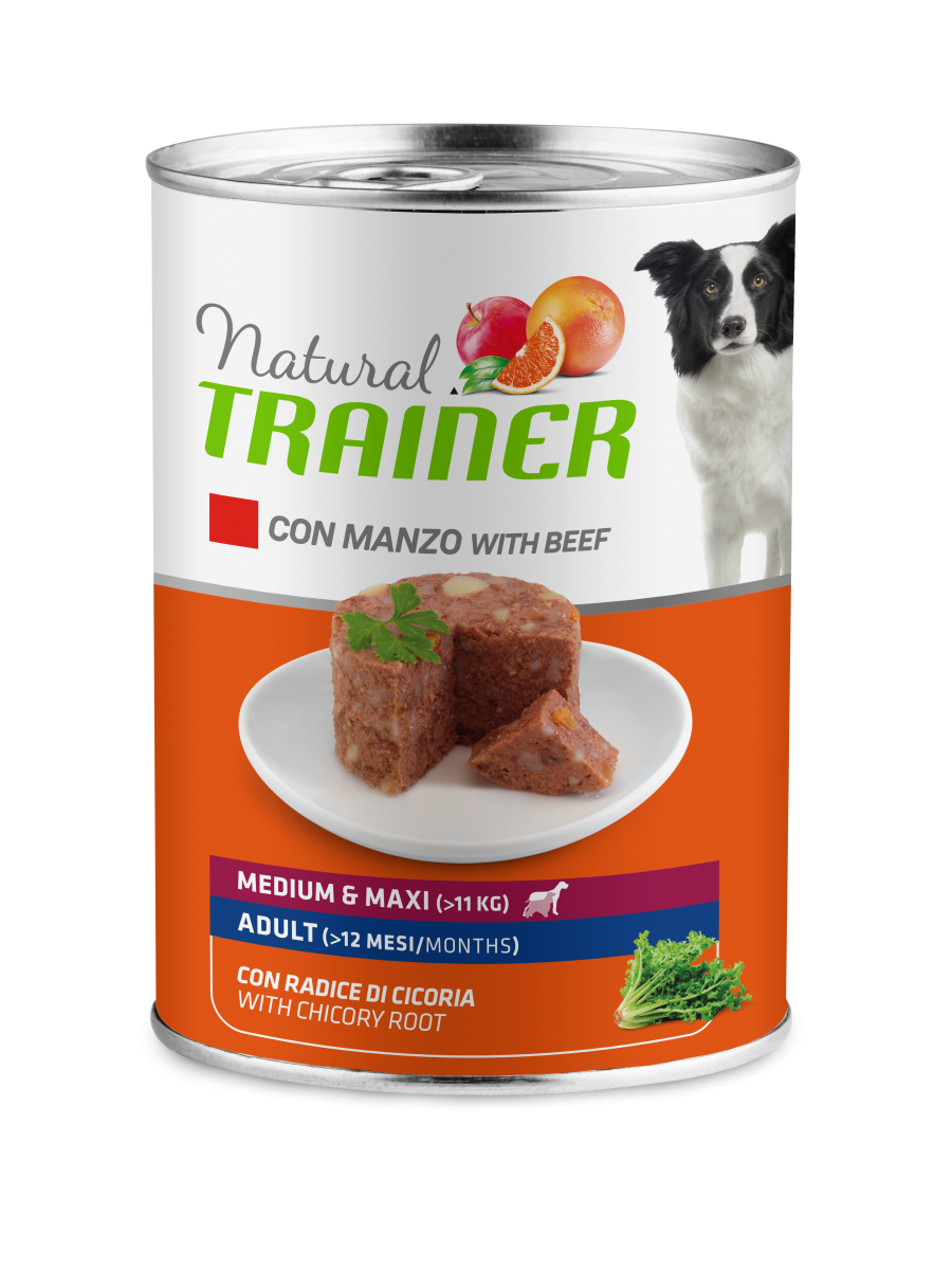 Natural Trainer Comida Húmeda Carne / Arroz Para Perros Adultos Lata Mediana / Grande 400g-2