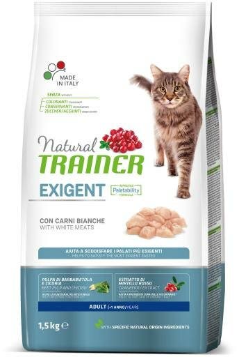 Natural Trainer Exigent Croquetas con Carne Blanca para Gatos Adultos Bolsa 1,5kg-1