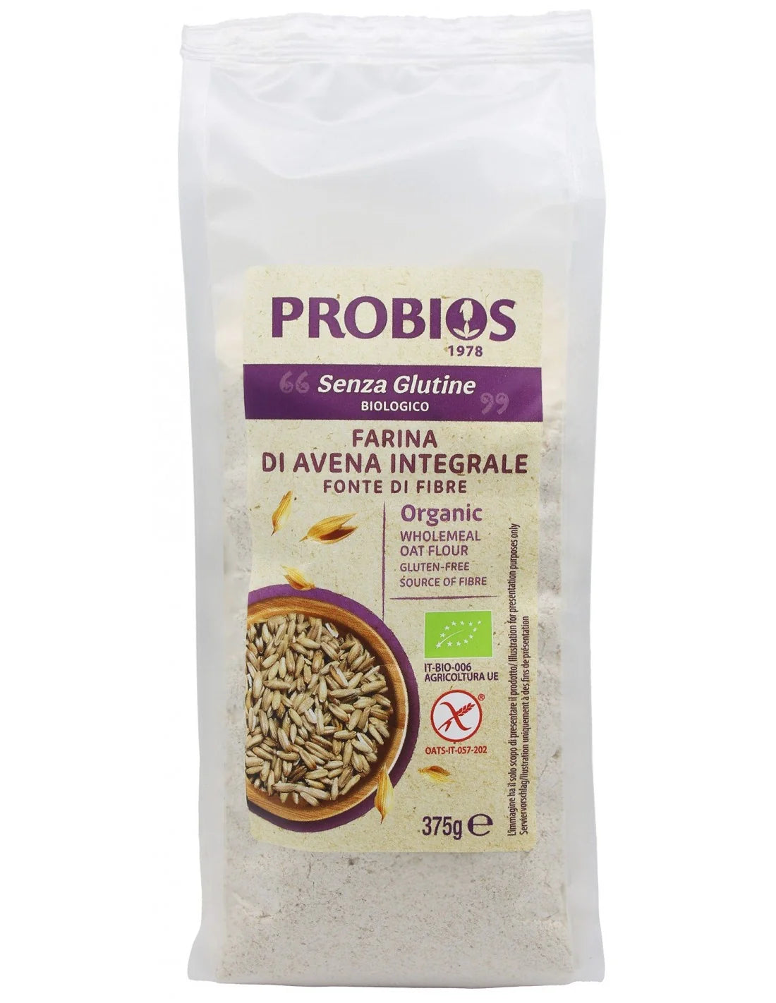 Harina de avena integral 375 g