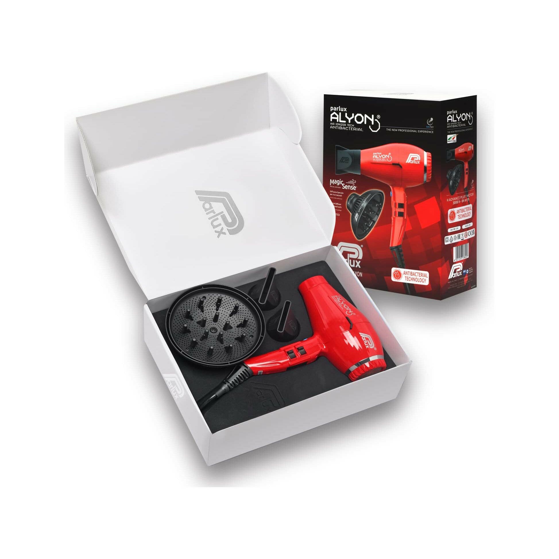 Parlux Asciugacapelli Professionale Alyon Rosso + Diffusore MagicSense