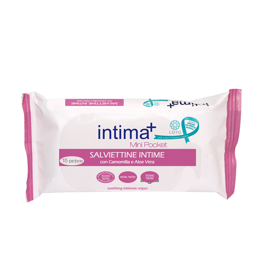 Intima+ Toallitas Íntimas Manzanilla/Aloe Vera Mini Pocket 15 Piezas-2
