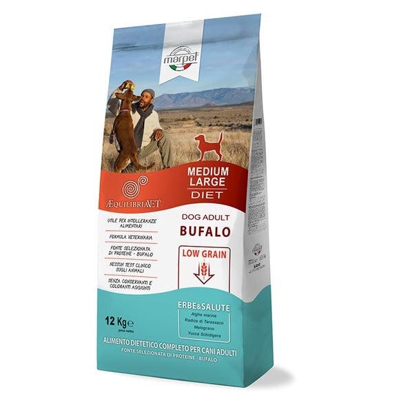Marpet Aequilibriavet Low Grain Búfalo - Pienso seco para perros adultos de tamaño mediano-grande - Saco de 12 kg