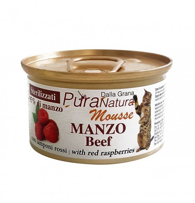 PuraNatura Manzo Cibo Umido Gatti Sterilizzati Scatoletta 85g