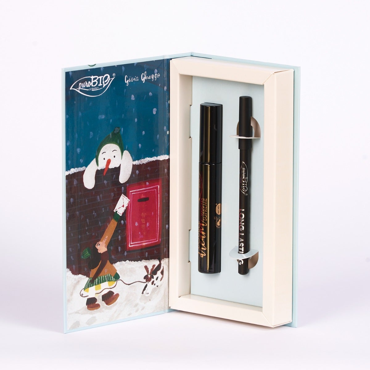 Purobio Kit Il Pupazzo Di Neve Mascara Double Cream Supreme + Lápiz de ojos de larga duración-2