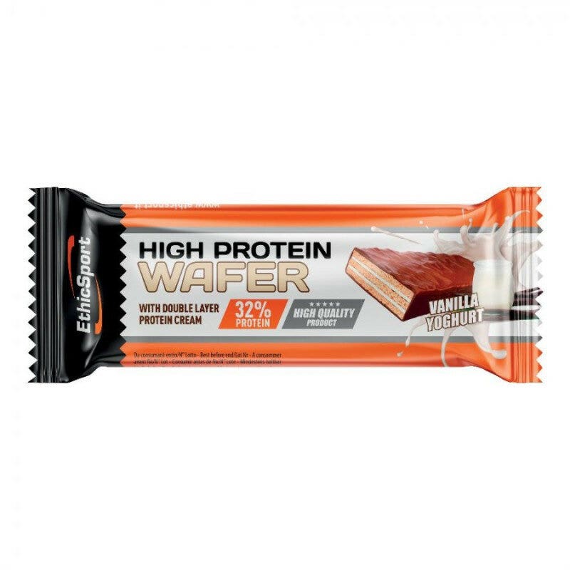 EthicSport High Protein Barrita proteica de barquillo de vainilla y yogur  35 g
