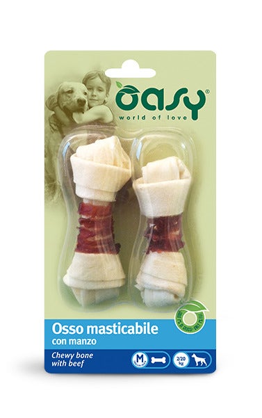 Oasy Snack para Perros Hueso Masticable con Carne de Vacuno Talla M 54g-1