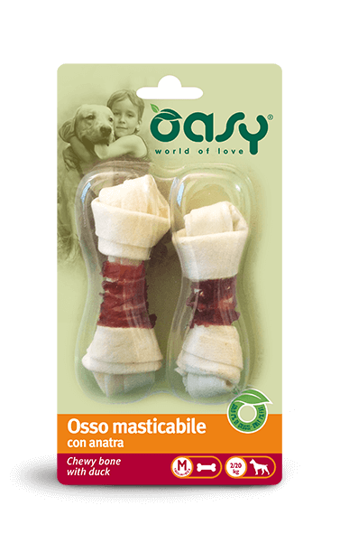 Oasy Snack para Perros Hueso Masticable con Pato Talla M 54g-1